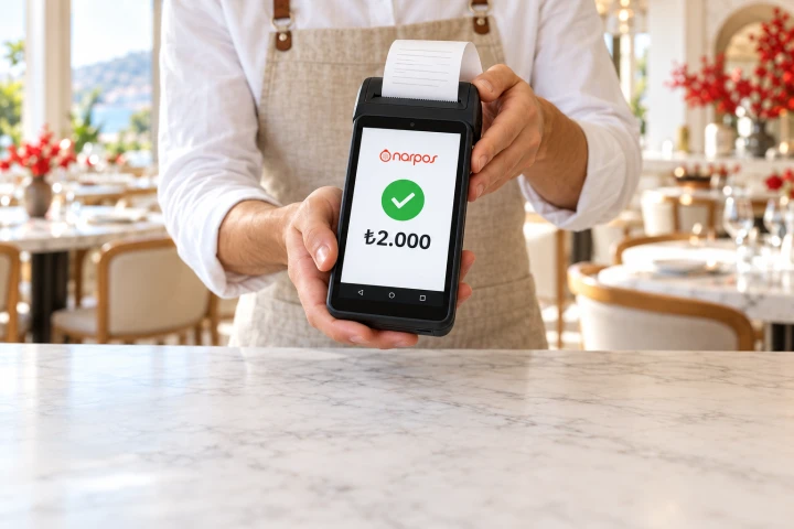 Ödemesi onaylanan POS cihazından fiş çıkıyor
