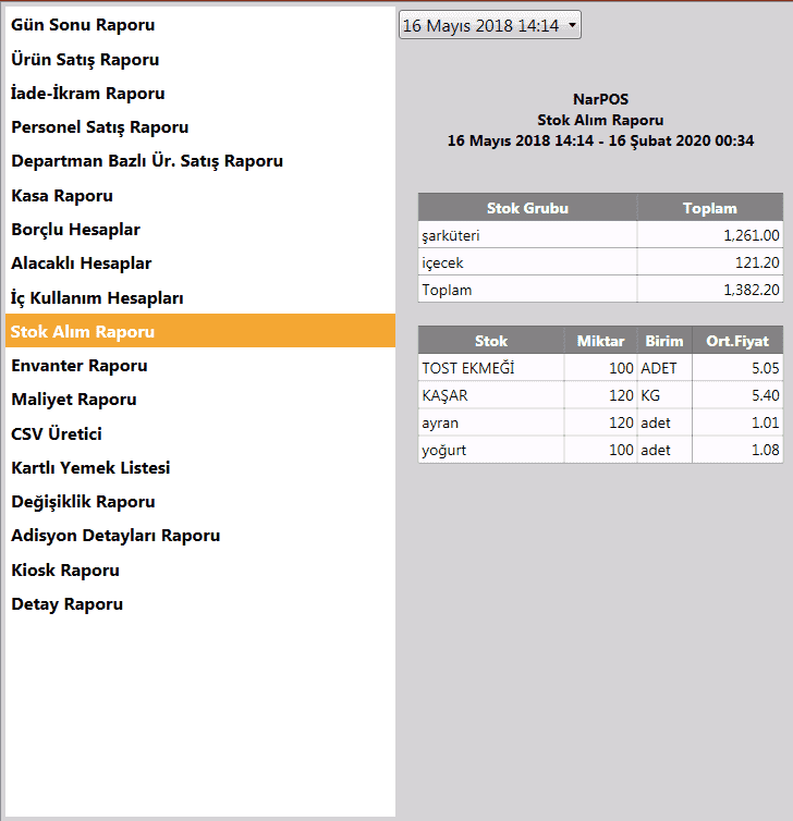 Stok Alım Raporu
